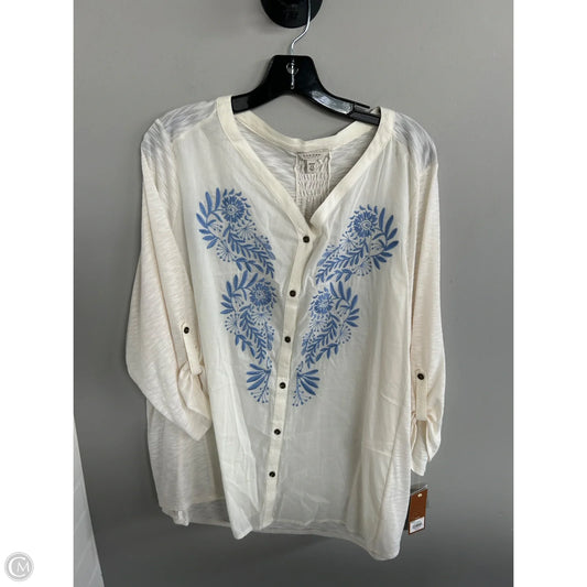 Top 3/4 Sleeve By Sonoma In Blue & Cream, Size: 2x