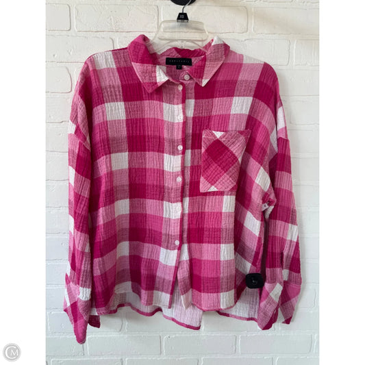 Top Long Sleeve By Sanctuary In Pink & White, Size: L