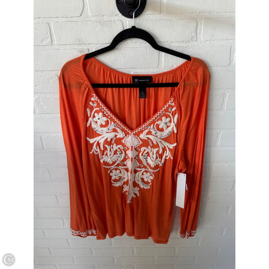 Tunic 3/4 Sleeve By Inc In Orange & White, Size: Xl