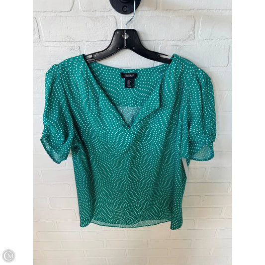Blouse Short Sleeve By Jones New York In Green & White, Size: L