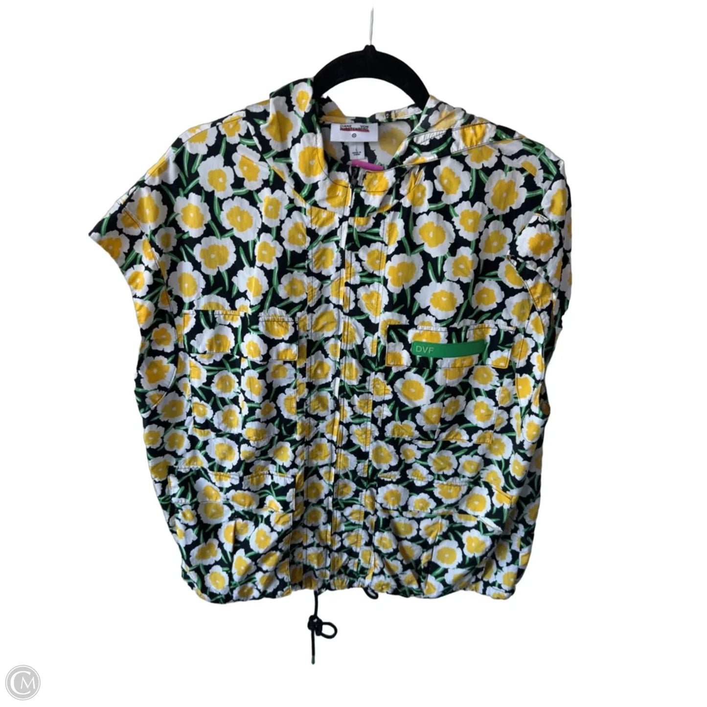 Vest Designer By Diane Von Furstenberg In Black & Yellow, Size: L