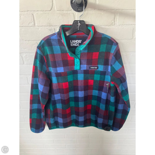 Jacket Fleece By Lands End In Blue & Red, Size: M