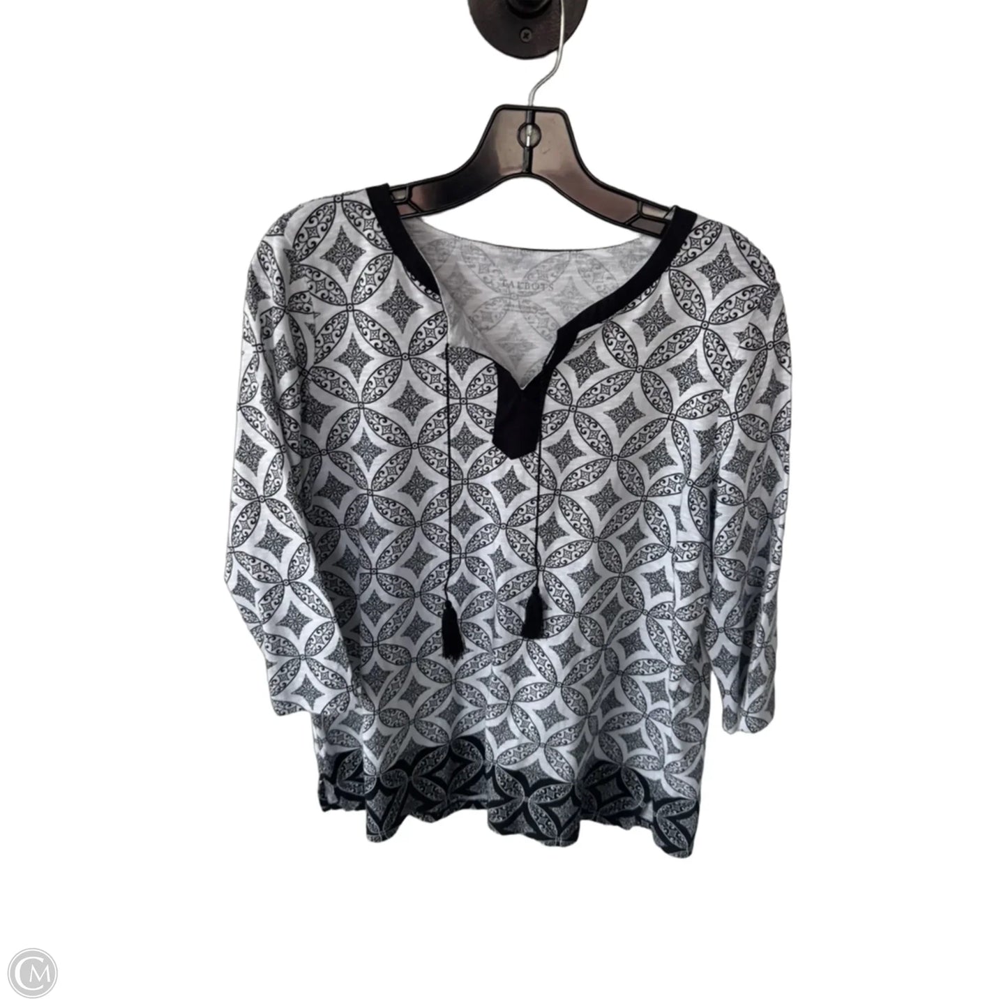 Top 3/4 Sleeve By Talbots In Black & White, Size: Mp