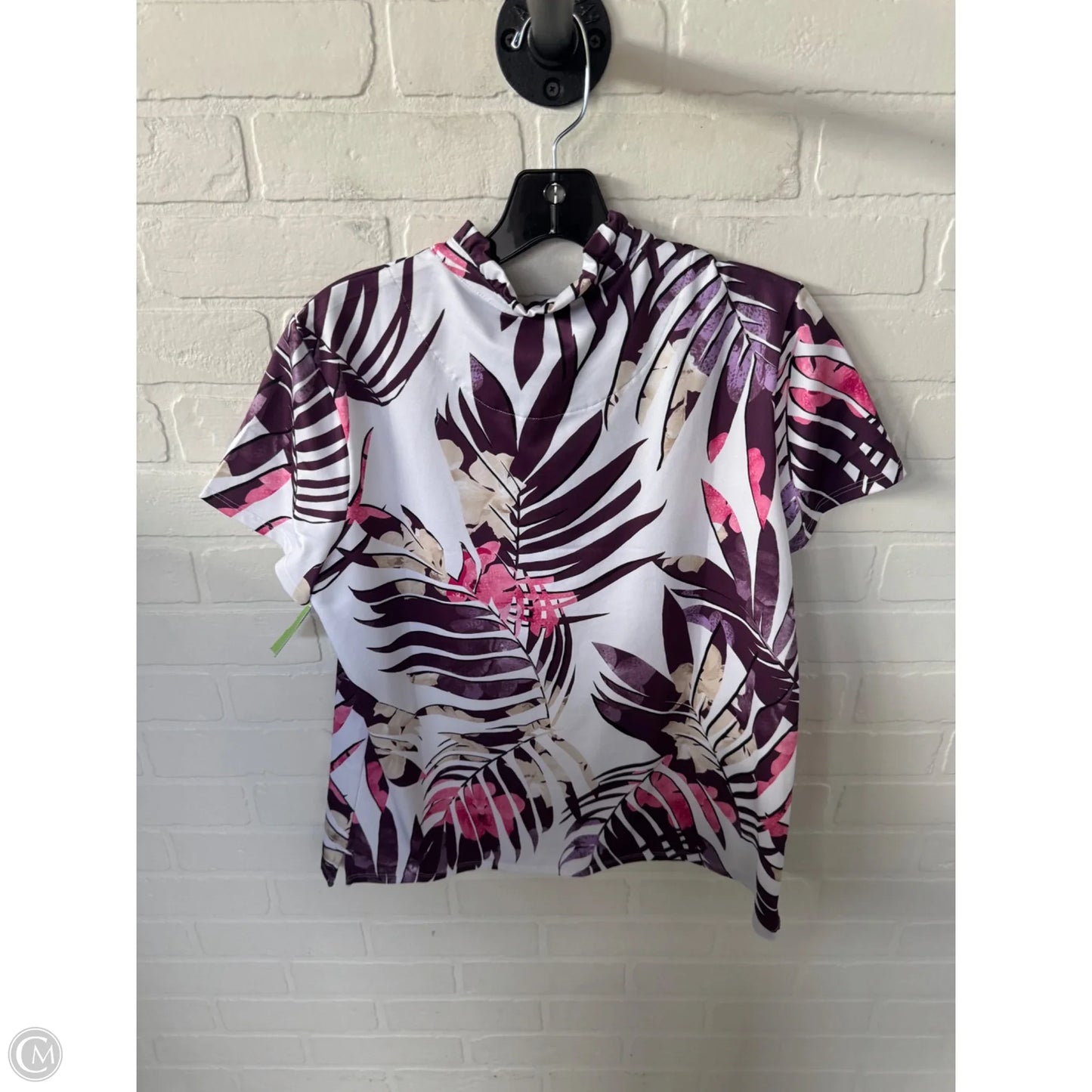 Athletic Top Short Sleeve By Chicos In Purple & White, Size: M