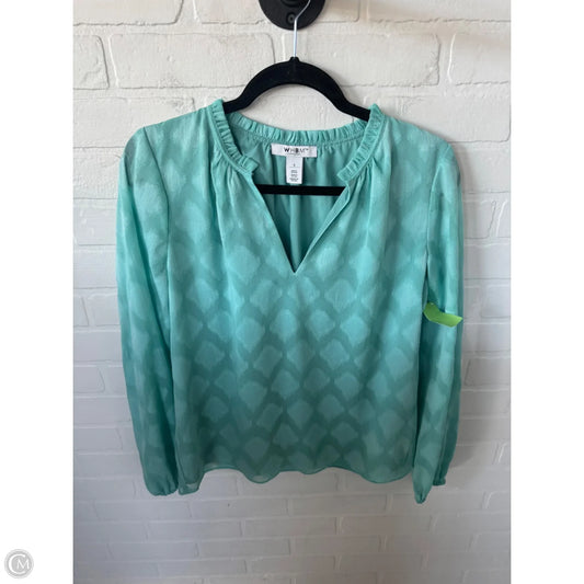 Blouse Long Sleeve By White House Black Market In Green, Size: S
