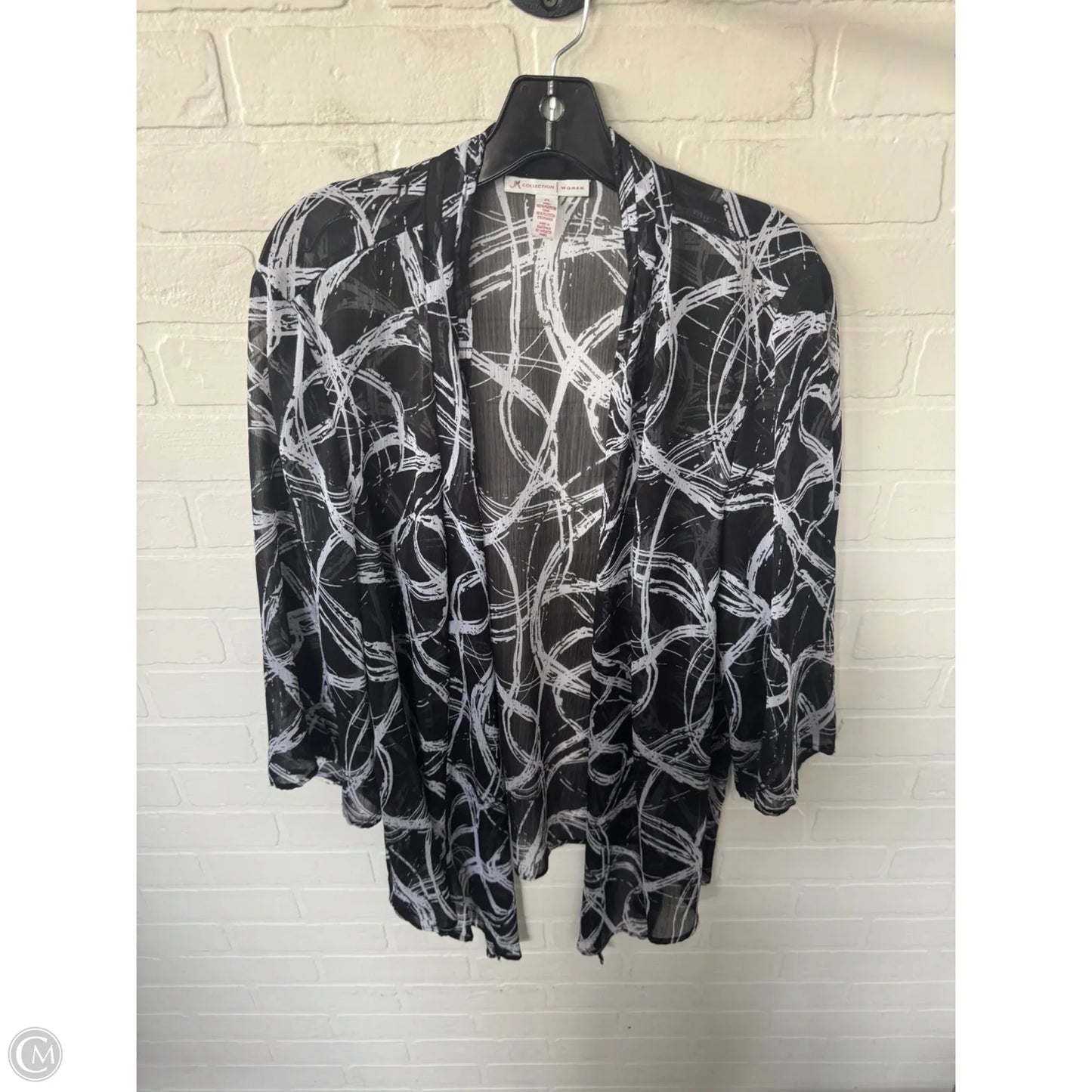 Kimono By Jm Collections In Black & White, Size: 2x