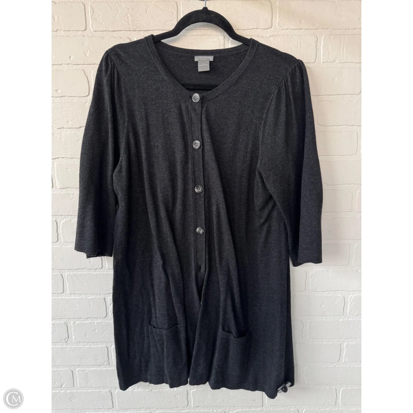 Sweater Cardigan By Ann Taylor In Grey, Size: Xl