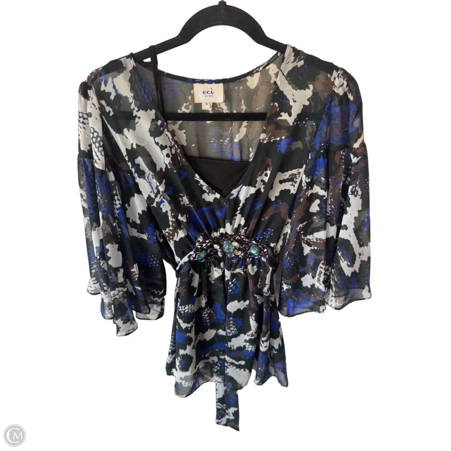 Top Short Sleeve By Eci In Blue & Green, Size: M