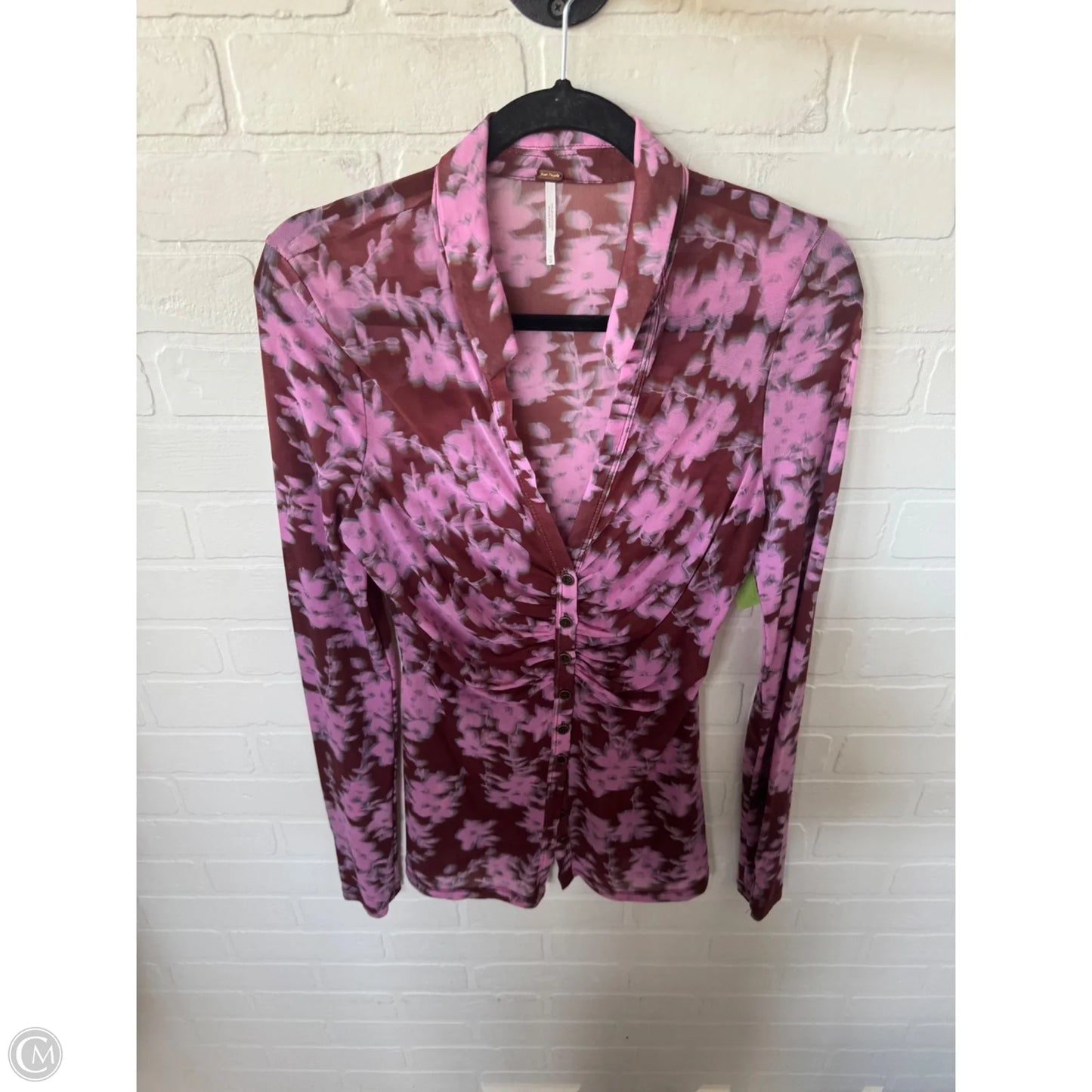 Tunic Long Sleeve By Free People In Brown & Pink, Size: M
