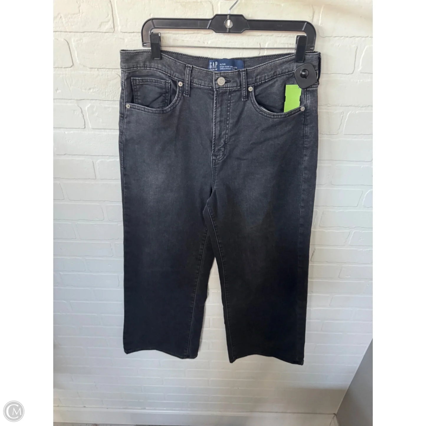 Jeans Wide Leg By Gap In Black Denim, Size: 12