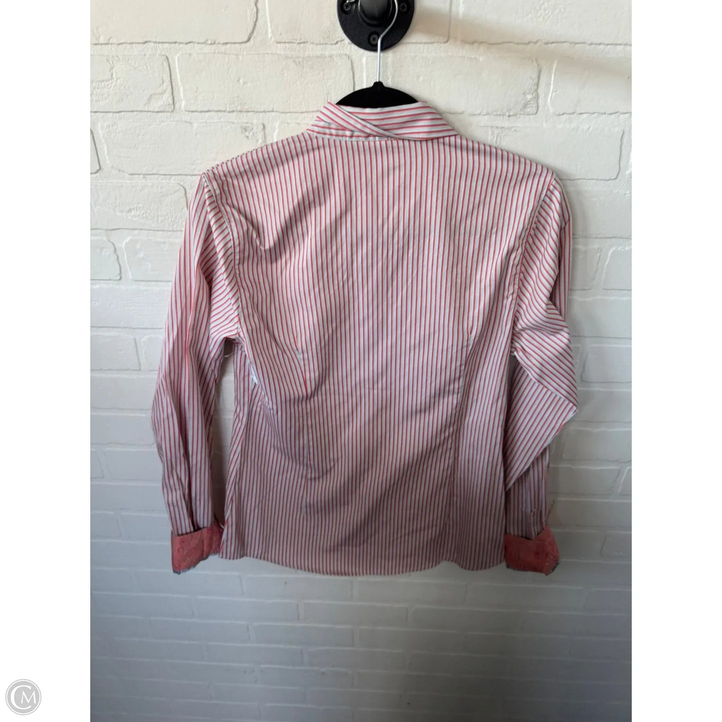 Top Long Sleeve By Cmc In Orange & White, Size: M