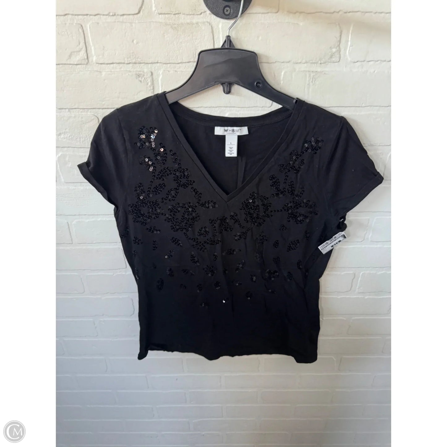 Top Short Sleeve By White House Black Market In Black, Size: L