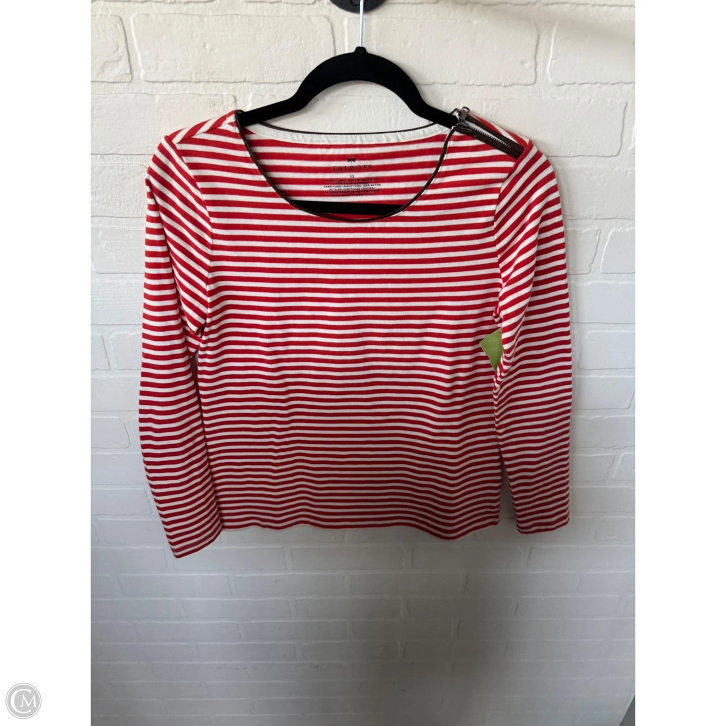 Top Long Sleeve By Talbots In Red & White, Size: Xs