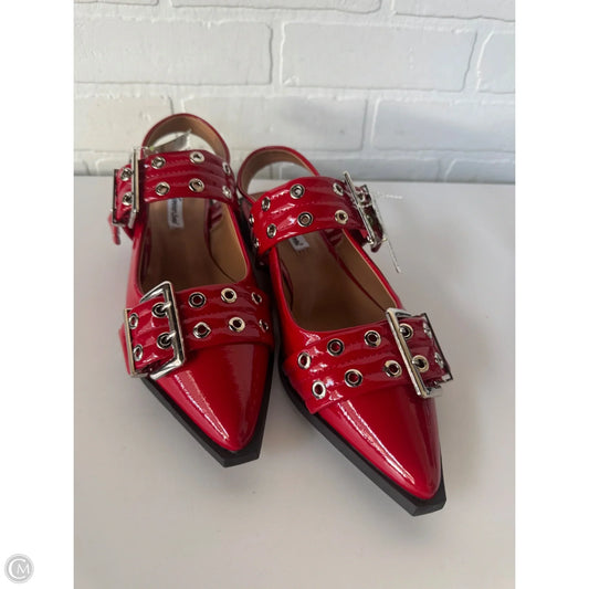 Shoes Flats By Forever In Red & Silver, Size: 10