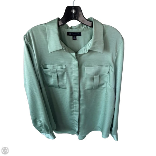Blouse Long Sleeve By Inc In Green, Size: L
