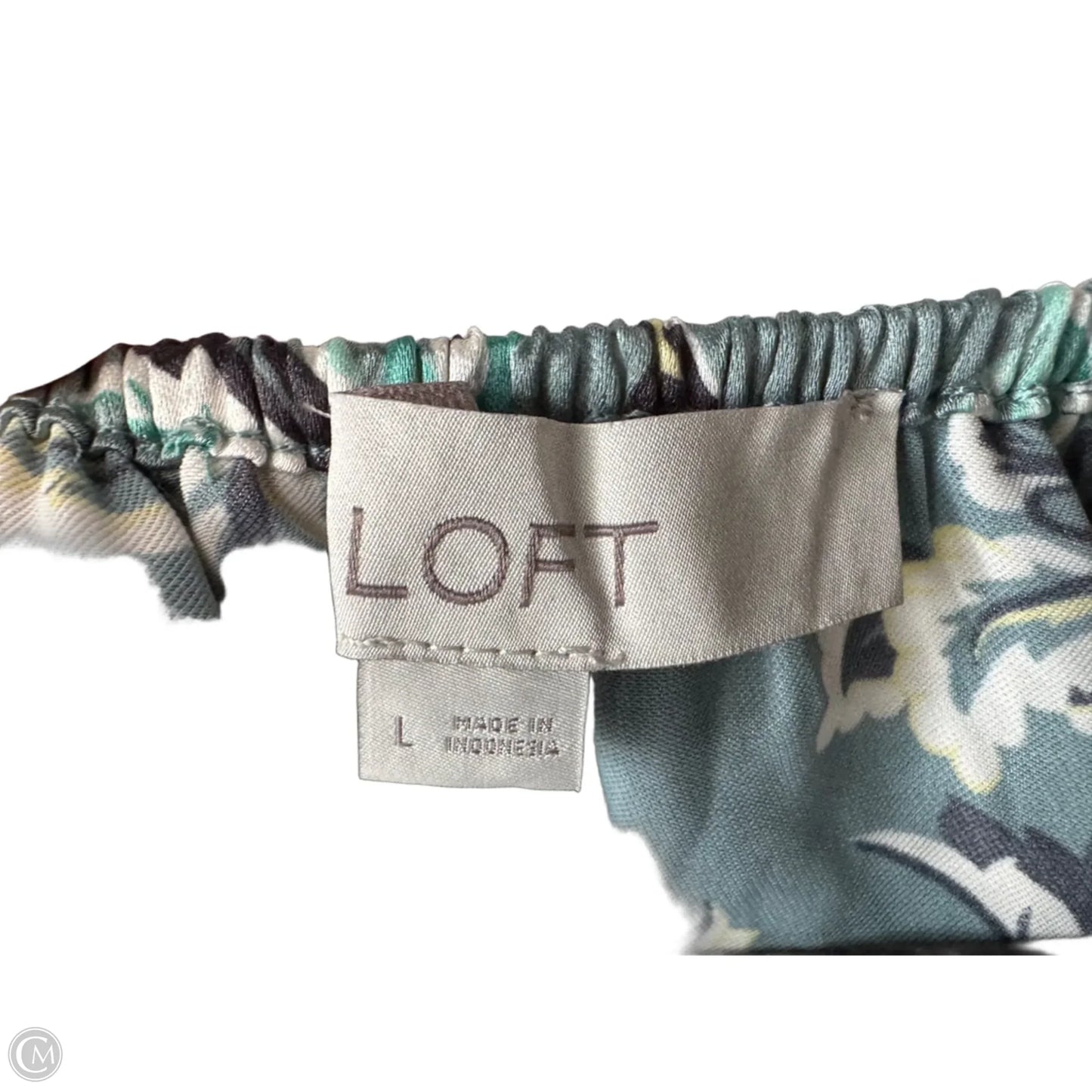 Blouse Long Sleeve By Loft In Green & White, Size: L