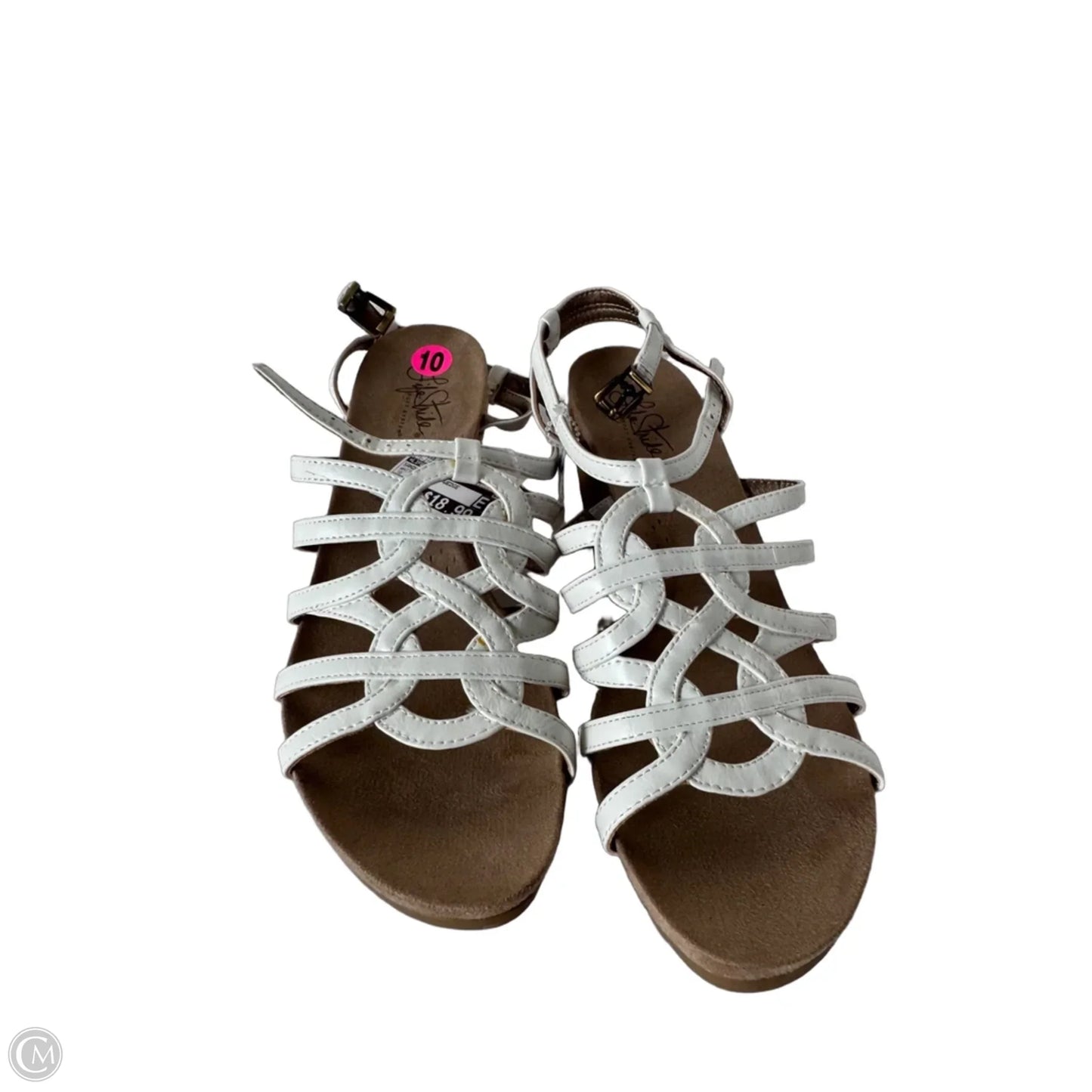Sandals Heels Wedge By Life Stride In White, Size: 10