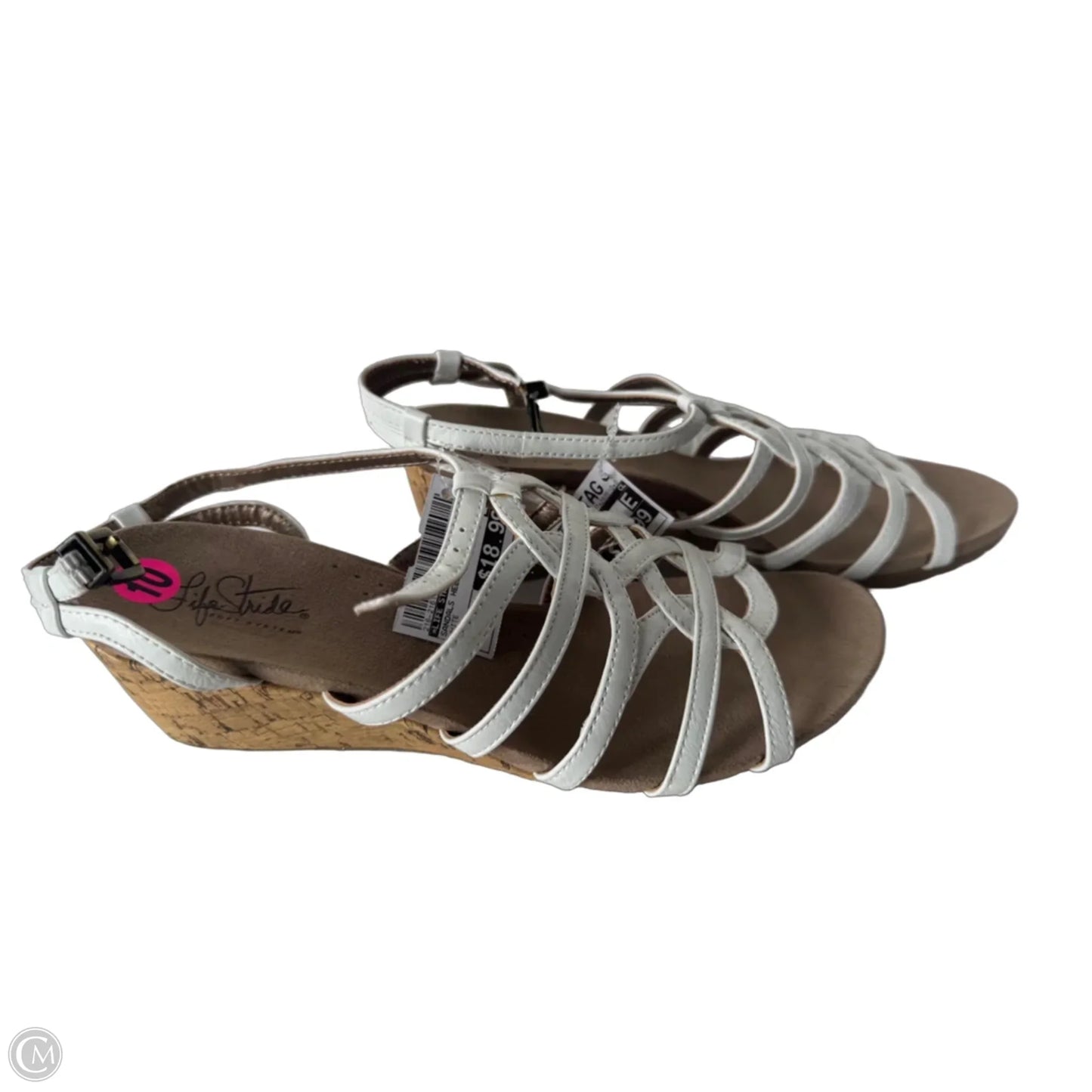 Sandals Heels Wedge By Life Stride In White, Size: 10