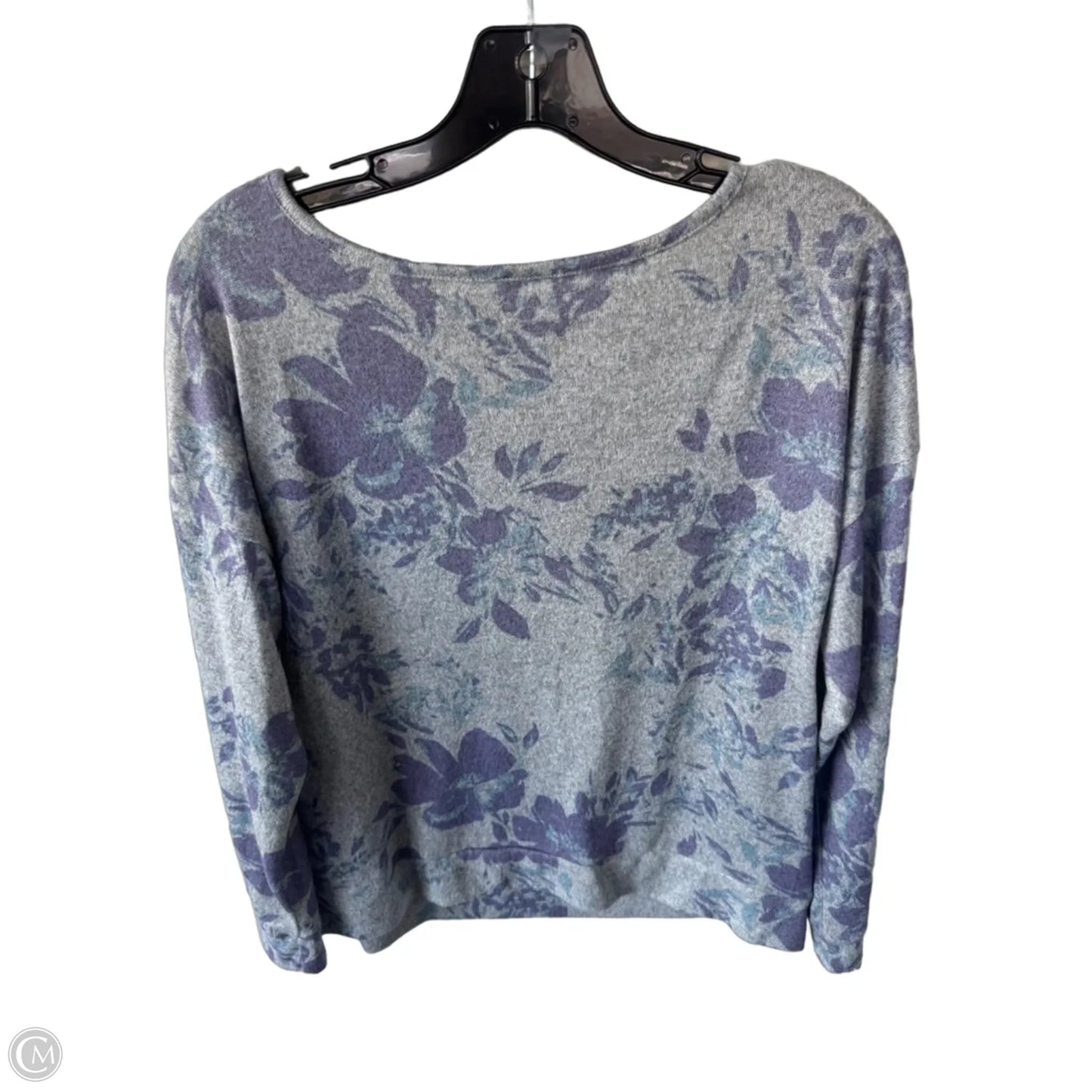 Top Long Sleeve By Cable And Gauge In Grey & Purple, Size: M