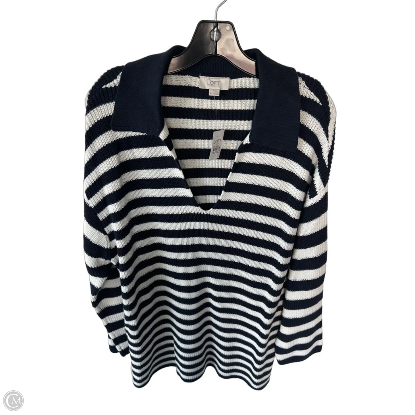 Sweater By Loft In Blue & White, Size: Xl