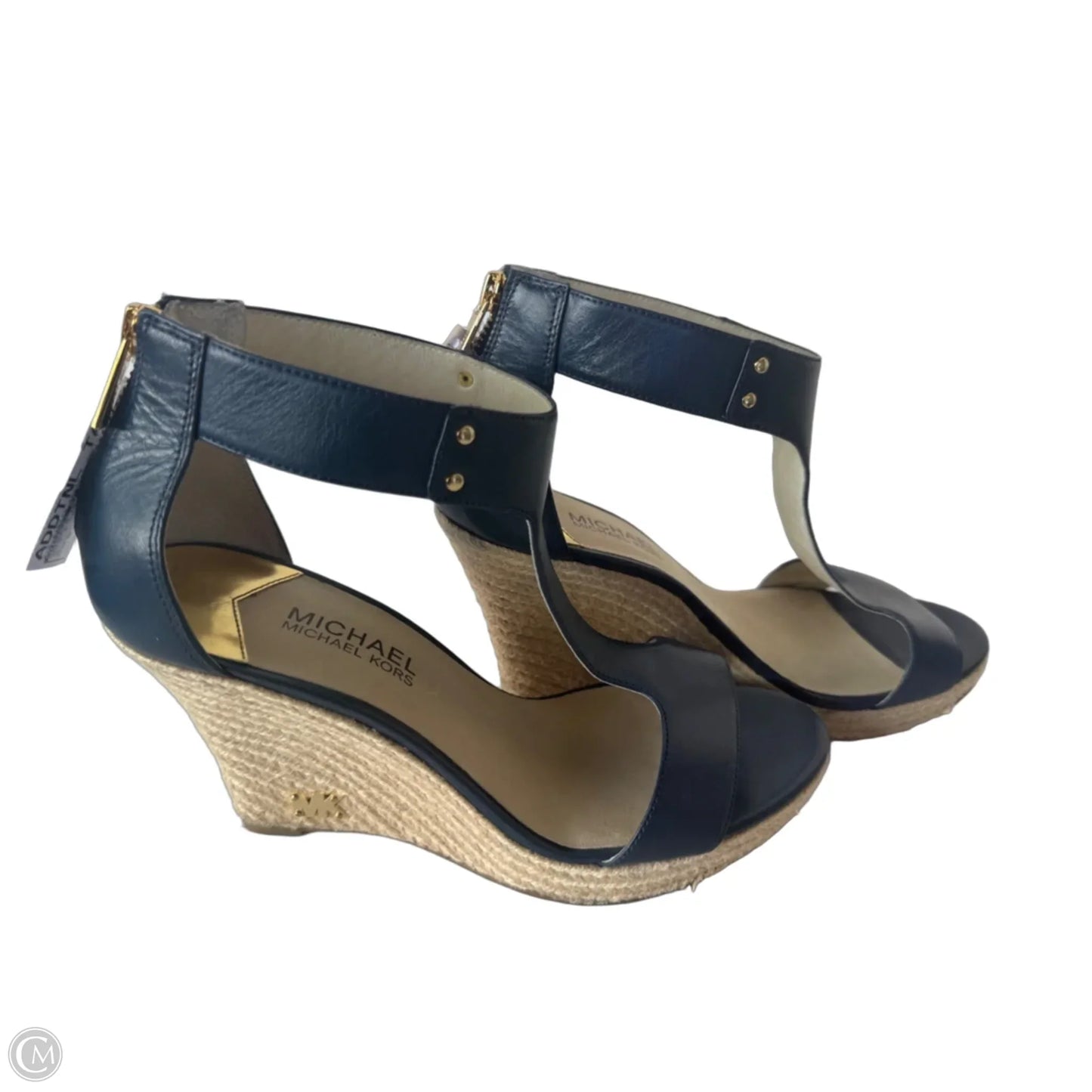 Sandals Heels Wedge By Michael By Michael Kors In Blue & Gold, Size: 9