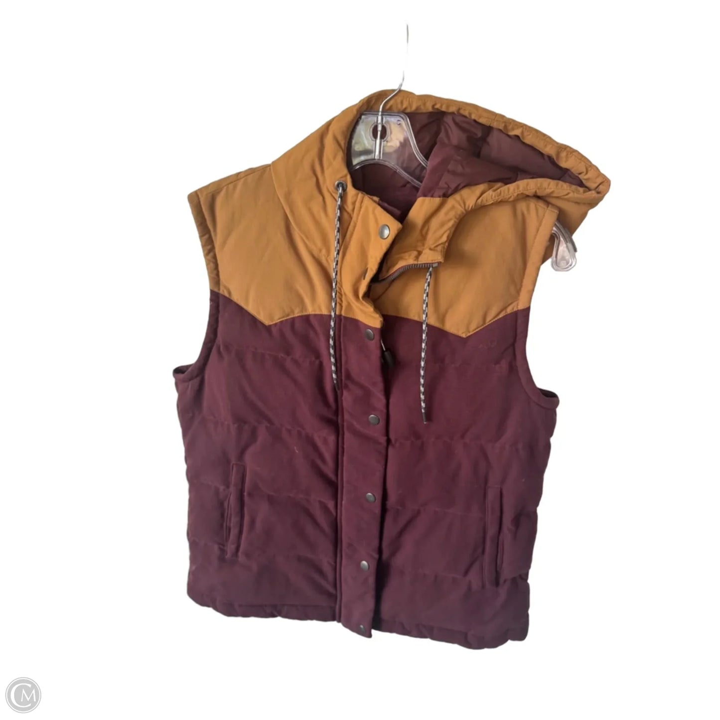 Vest Puffer & Quilted By Patagonia In Brown & Gold, Size: M