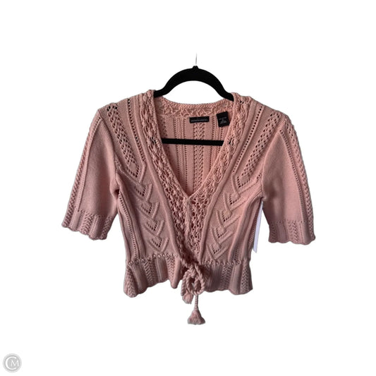 Sweater Short Sleeve By Moda Intl In Peach, Size: S