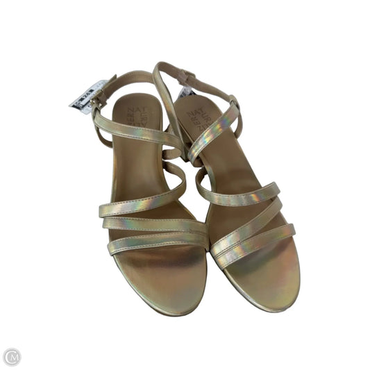 Sandals Heels Block By Naturalizer In Gold, Size: 9.5