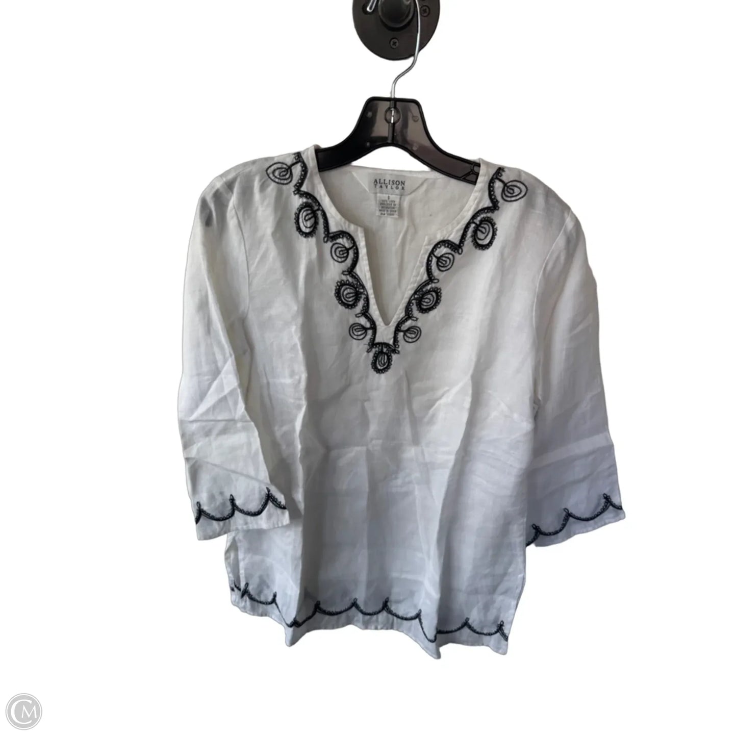 Tunic 3/4 Sleeve By Allison Taylor In Black & White, Size: S