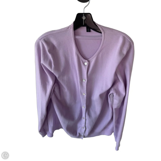 Sweater Cardigan By Lands End In Purple, Size: L