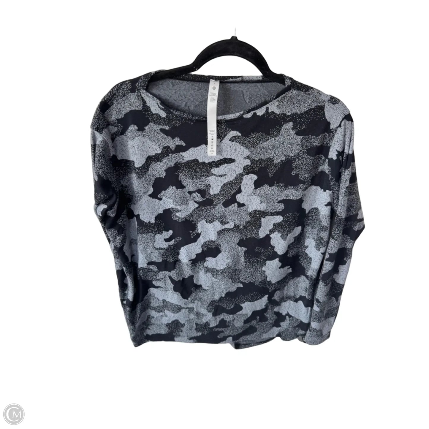 Athletic Top Long Sleeve Crewneck By Lululemon In Black & Orange, Size: S