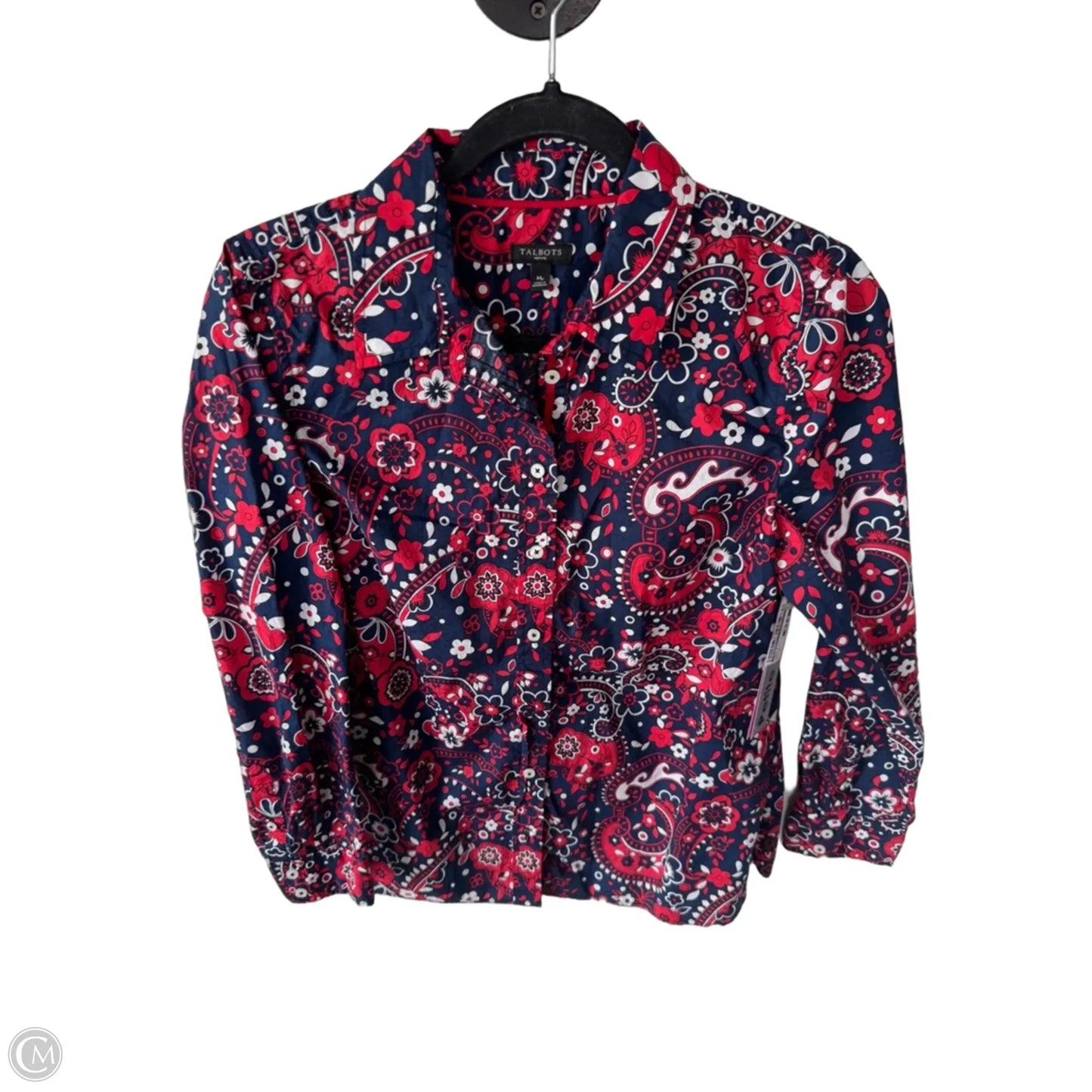 Top Long Sleeve By Talbots In Blue & Red & White, Size: Mp
