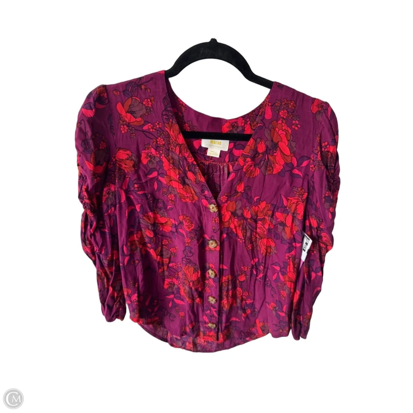 Top Long Sleeve By Maeve In Purple & Red, Size: S