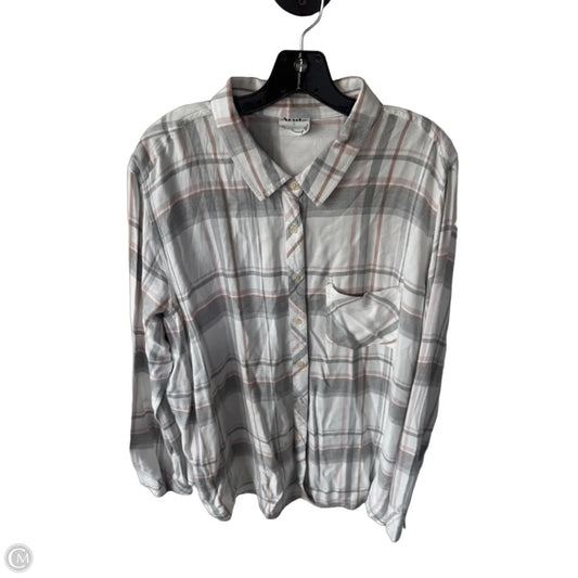 Top Long Sleeve By Arula In Grey & White, Size: 1x