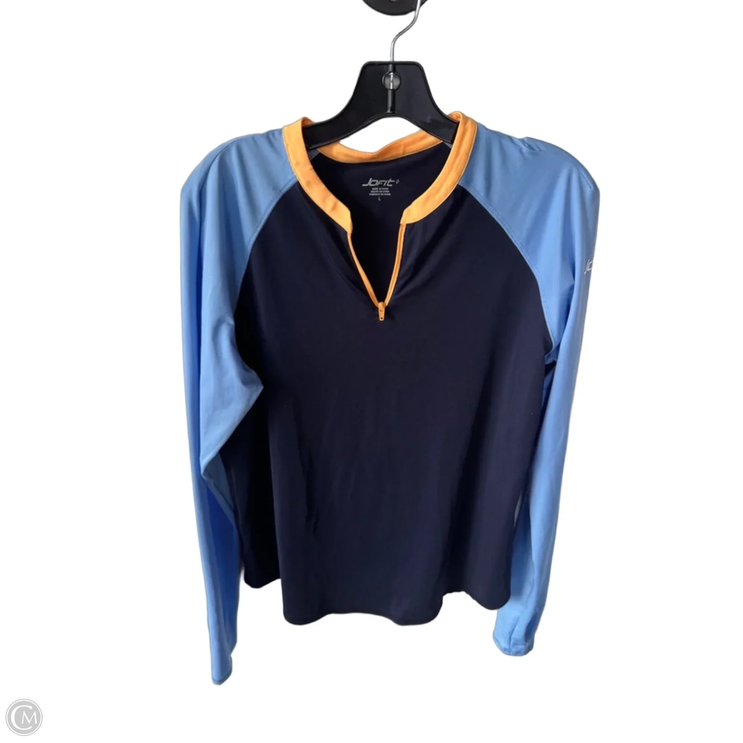 Athletic Top Long Sleeve Crewneck By Jofit In Blue & Orange, Size: L