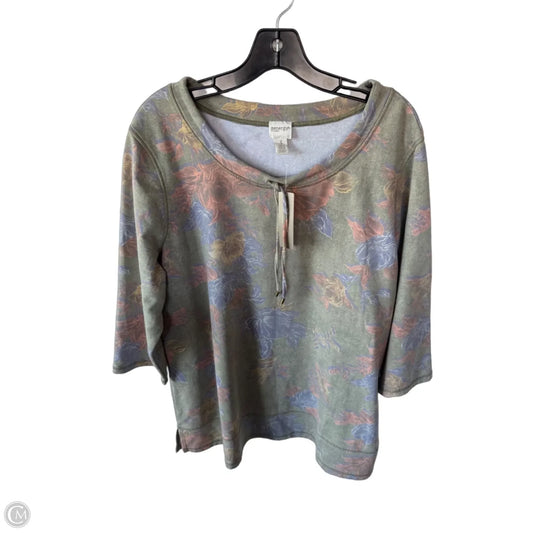 Tunic 3/4 Sleeve By Chicos In Green & Pink, Size: Xl