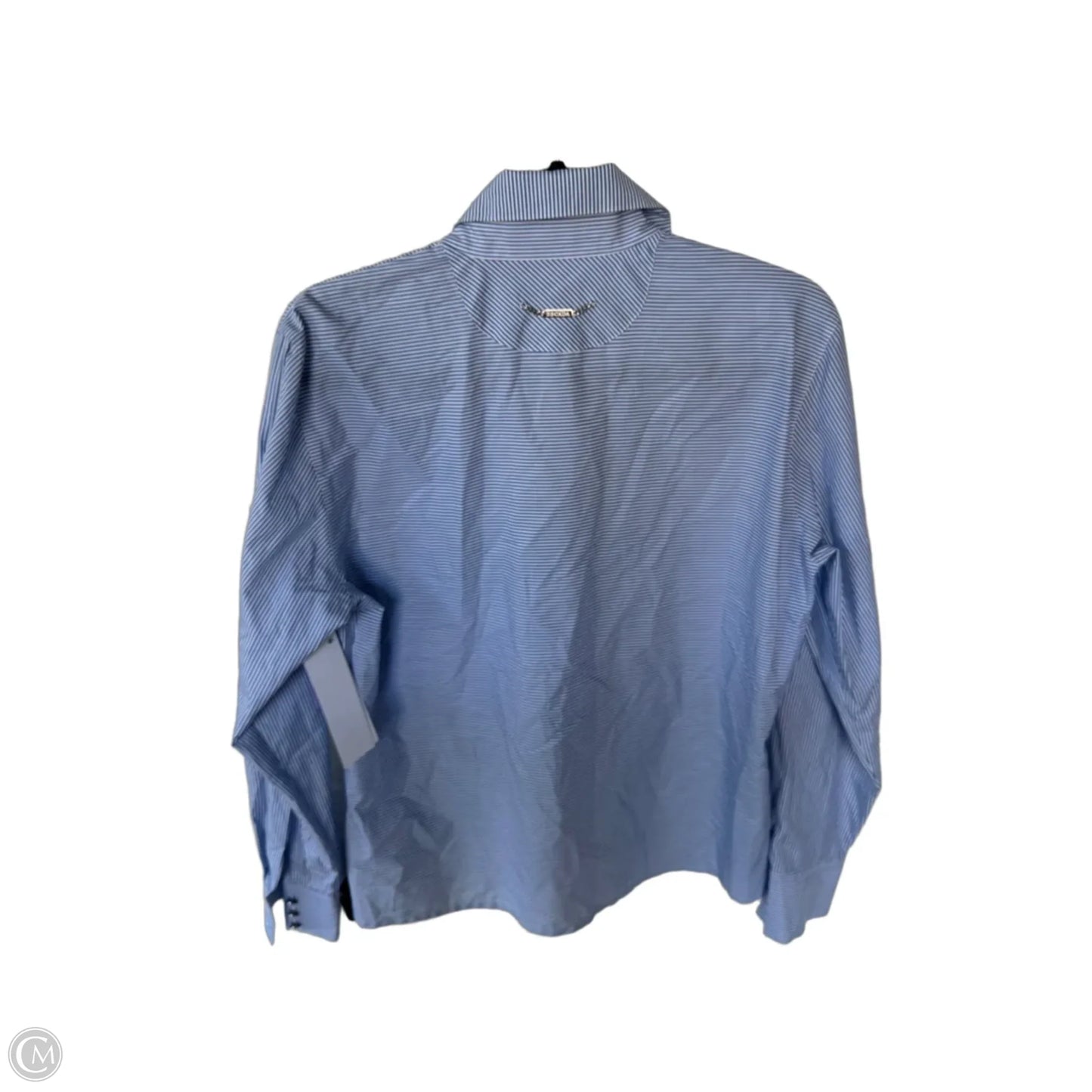 Top Long Sleeve Designer By Escada In Blue & White, Size: M