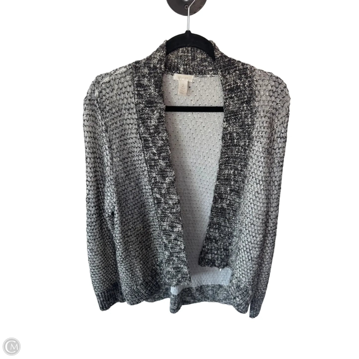 Sweater Cardigan By Chicos In Black & Cream, Size: L