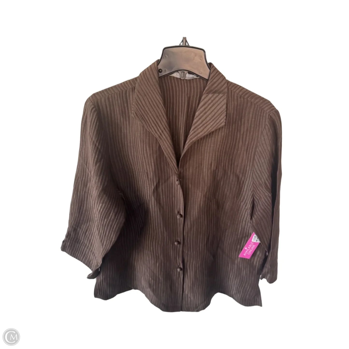 Blouse Long Sleeve By Cmc In Brown, Size: Xl
