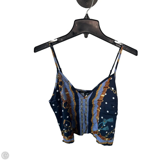 Blouse Sleeveless By Cmb In Blue & Gold, Size: Xs