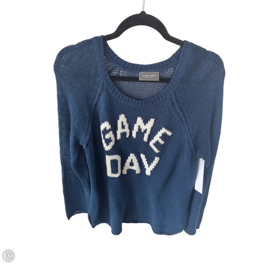 Sweater By Wooden Ships In Blue & White, Size: M
