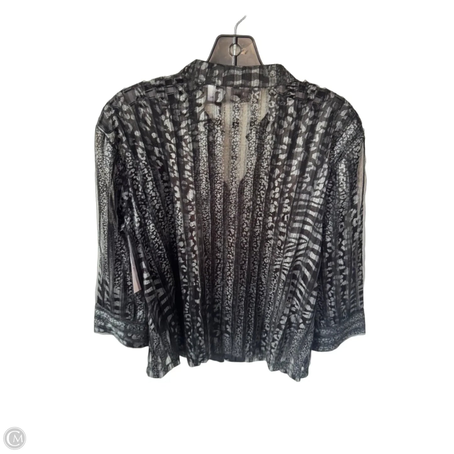 Jacket Shirt By Chicos In Black & Silver, Size: L