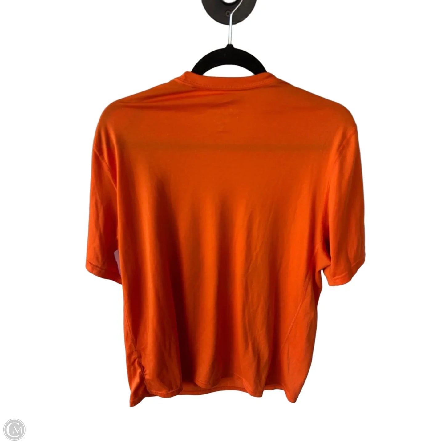 Athletic Top Short Sleeve By Nike In Orange & White, Size: L