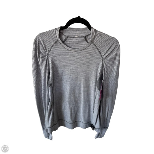 Athletic Top Long Sleeve Crewneck By Lululemon In Grey & White, Size: M