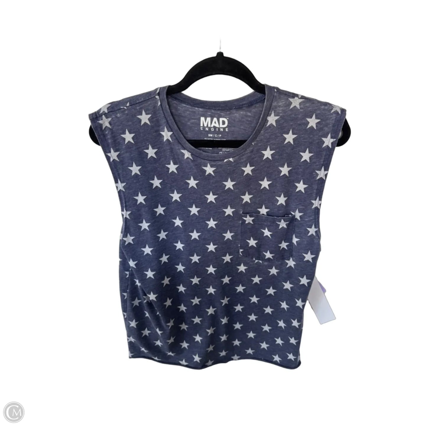 Top Short Sleeve By Cmb In Blue & White, Size: S