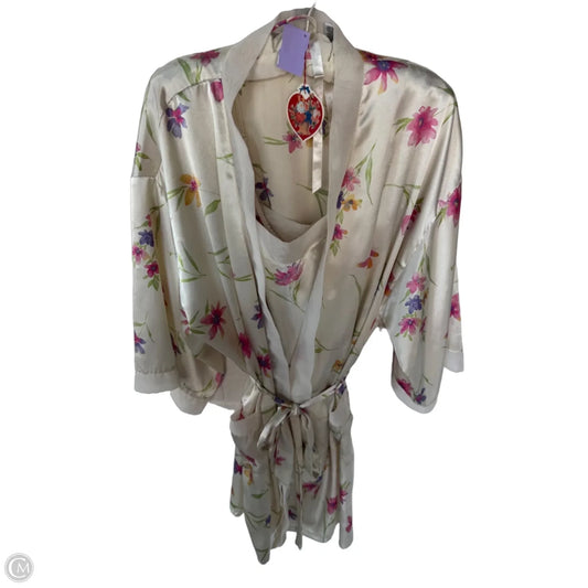 Pajamas 2pc By Valerie Stevens In Cream & Pink, Size: L