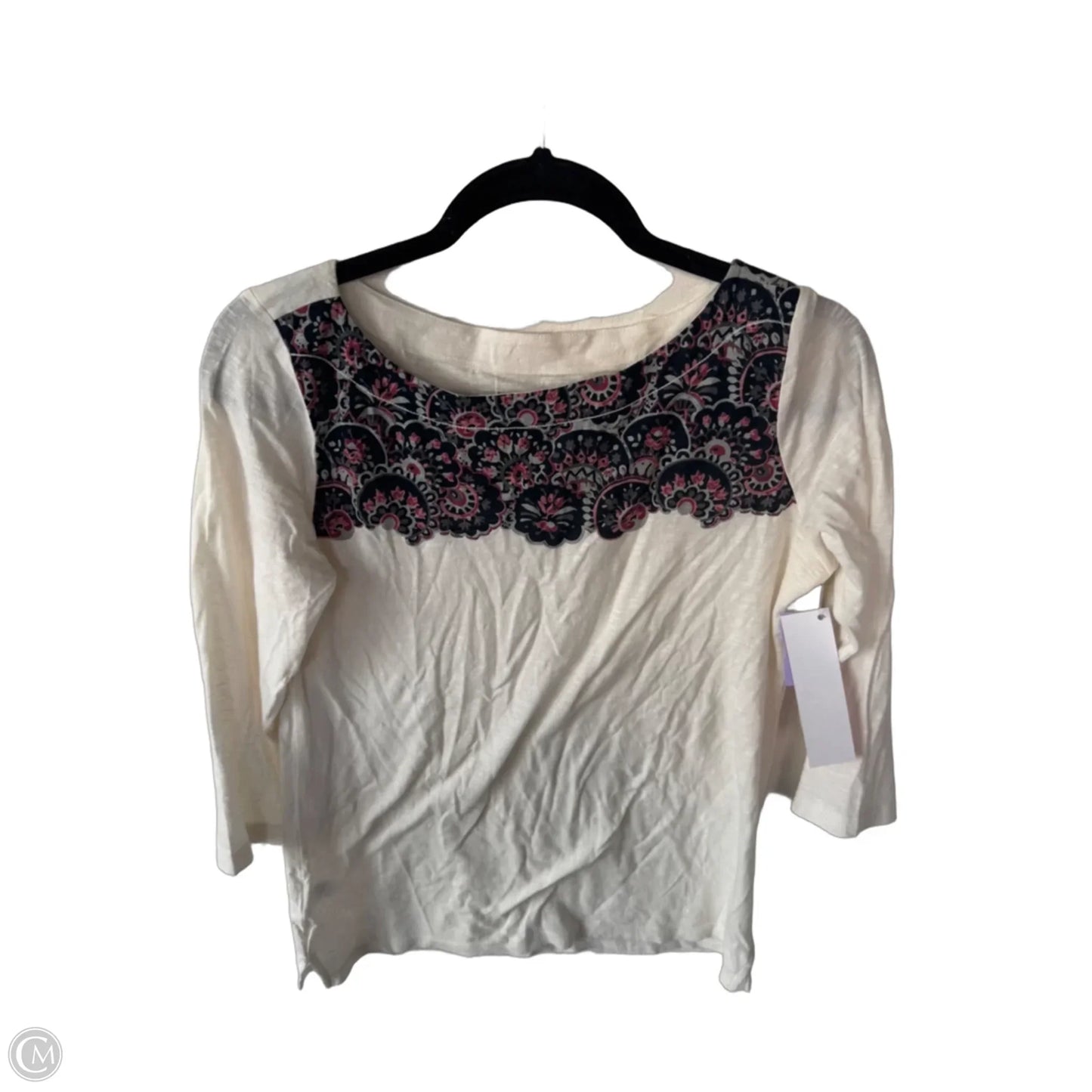 Top 3/4 Sleeve By Loft In Blue & Cream, Size: S
