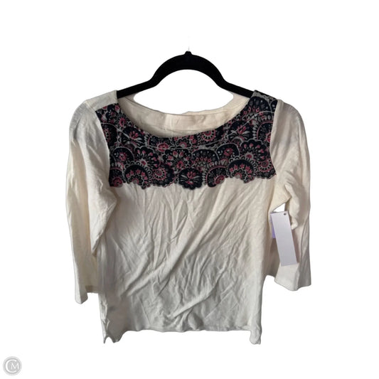 Top 3/4 Sleeve By Loft In Blue & Cream, Size: S