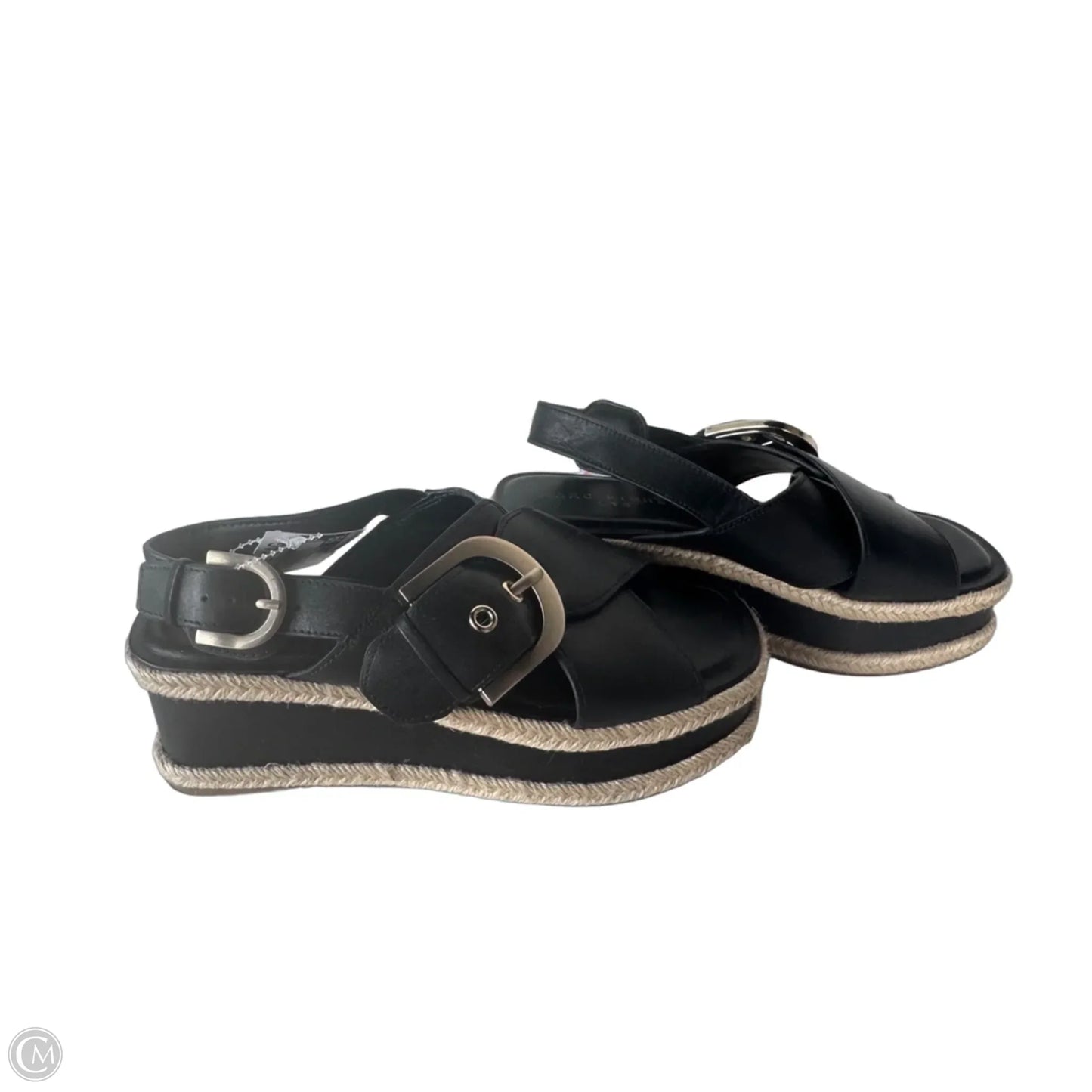 Sandals Heels Wedge By Marc Fisher In Black & Tan, Size: 6.5