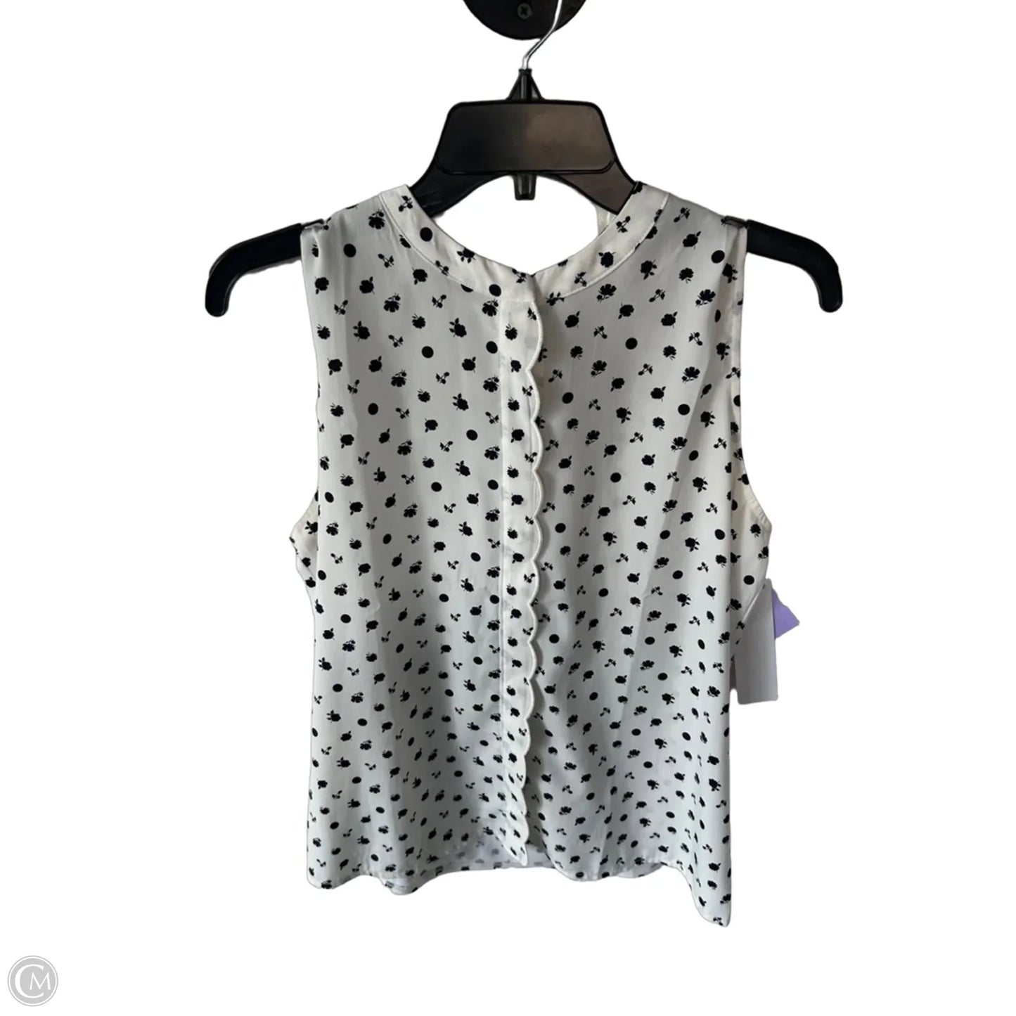 Blouse Sleeveless By Ann Taylor In Black & White, Size: M
